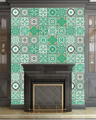Vista 7 de Juego de 24 pegatinas para azulejos con diseño de talavera, para baño y cocina, fáciles de aplicar, simplemente despegar y pegar para decoración