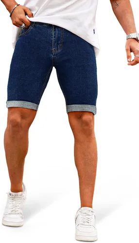 Vista 12 de GINGTTO Pantalones cortos de mezclilla para hombre Gris carbón