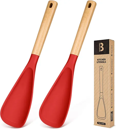 Vista 15 de Cuchara de cocina para utensilios de cocina antiadherentes, ideal para cocinar y servir silicona mate resistente sin BPA, cuchara con mango