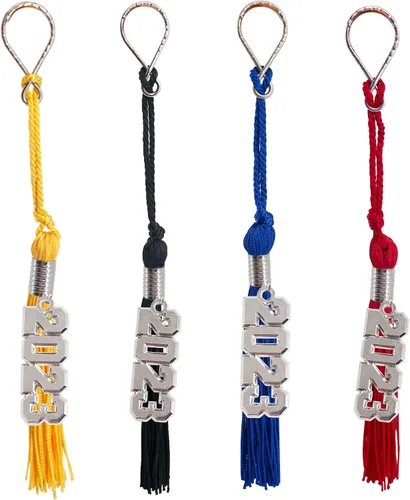 Vista 5 de GraduationMall Llavero de borla de graduación con dije extraíble de año de plata 2023, llavero de graduación, regalo para él y ella, negro, 1 pieza