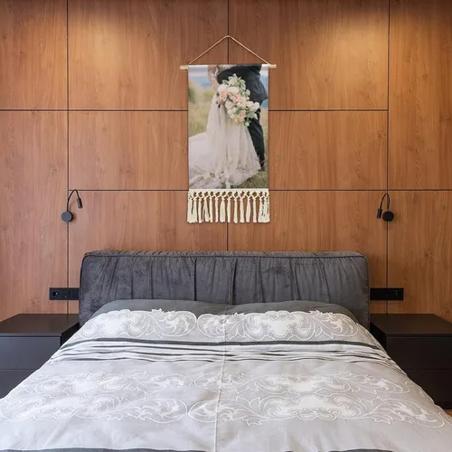 Vista 8 de GUANGSHACORA Cartel de arte de pared colgante de algodón y lino personalizado con imagen texto pintura póster de desplazamiento para decoración