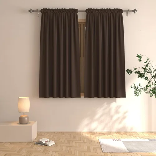 Vista 57 de UPOPO Cortinas beige de 45 pulgadas de largo para oscurecer la habitación, paneles de cortina para ventana, bolsillo para cortinero, cortinas