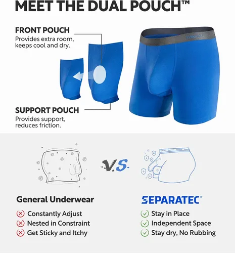 Vista 2 de Separatec Ropa interior transpirable de rayón refrescante para hombre, hecho de bambú, calzoncillos tipo bóxer para hombres, bolsa de bola, paquete