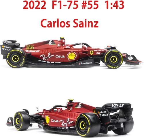 Vista 2 de HTLNUZD Bburag 1:43 Último 2022 F1-75#55 Carlos Sainz 1/43 Alloy Racing F1-75#55 Lujo Fórmula Uno Vehículos Fundidos Estáticos Die Cast Vehículos
