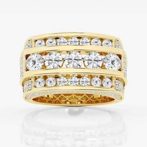 Vista 3 de CUSTOMIZE JEWELS 4 13 ctw Round Lab Grown Diamond Men's Multi-Row Rectangular Wedding Band In 14k Gold