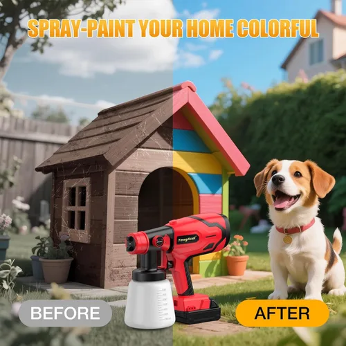 Vista 6 de Rociador de pintura para batería Milwaukee 18V - Pistola de espray HVLP de 600W con motor sin escobillas, botella de gran capacidad de 1000ml y 4