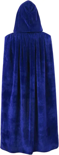 Vista 3 de OurLore Capa de terciopelo con capucha unisex para niños, disfraz de Halloween y Navidad Azul