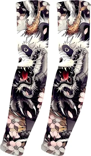 Vista 8 de Mangas de protección solar UV para hombres y mujeres, manga de enfriamiento de compresión deportiva UPF 50+, regalo único de manga de tatuaje