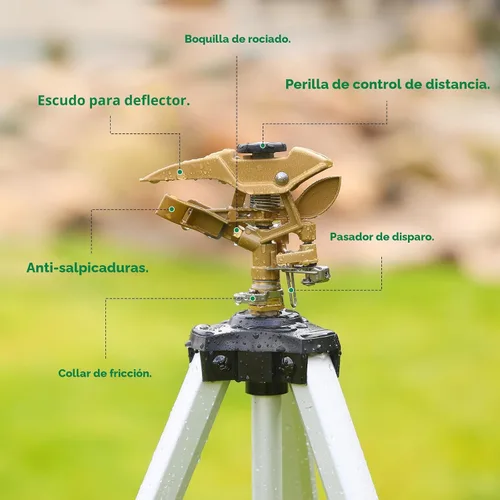 Vista 8 de RESTMO Aspersor de trípode de 48 pulgadas, grandes rociadores de impacto de Plateado