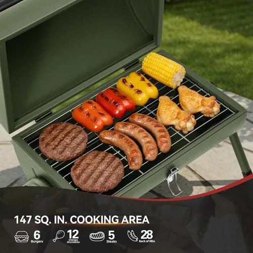 Vista 4 de CC1015L Parrilla de Carbón Portátil Verde Oliva