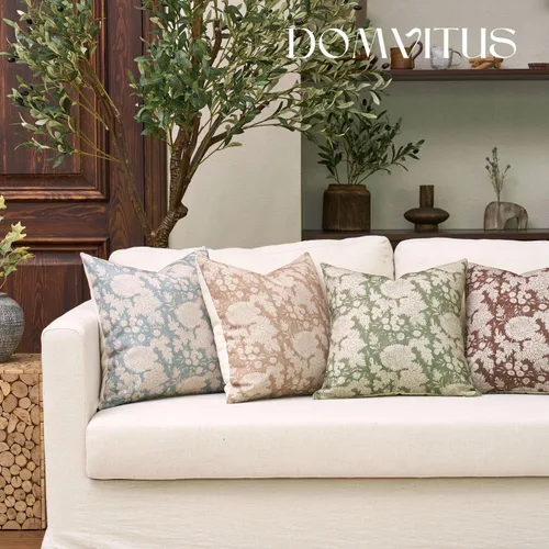 Vista 7 de DOMVITUS Fundas de almohada florales de 18 x 18 pulgadas, juego de 2, fundas de almohada vintage con estampado en bloque, fundas de almohada