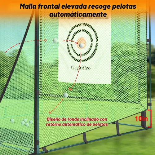 Vista 9 de Gagalileo 7x7x7FT Golf Driving Cage with Steel Frame and Quiet Target