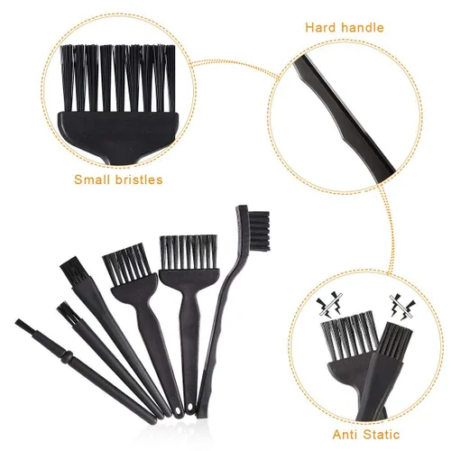 Vista 4 de 8 cepillos antiestáticos portátiles con mango de plástico de nailon, cepillos de limpieza antiestáticos, kit de cepillo de teclado para teclado