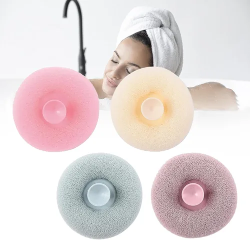 Vista 3 de 4 cepillos de ducha exfoliantes, cepillo de limpieza de esponja de baño súper suave, cepillo de limpieza de esponja de baño exfoliante para masaje