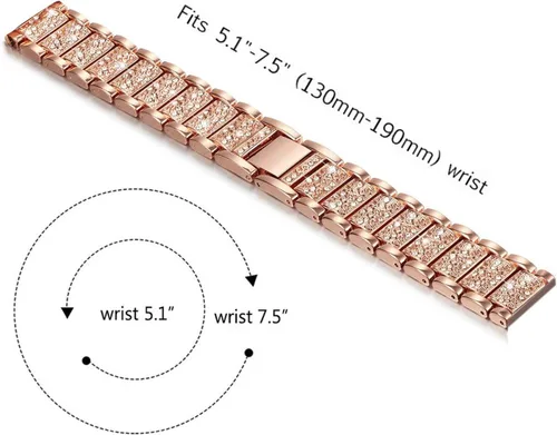 Vista 3 de Abanen Fossil - Correa de reloj para mujer Gen 5E de 1.654 in/Gen 6, 0.71 pulgadas, aleación ligera de metal brillante y cristal de liberación