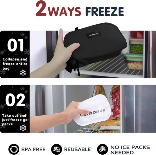 Vista 2 de Cerbonny Pequeña bolsa refrigeradora, bolsa de almuerzo congelable para niños y adultos, pequeña bolsa aislada, mini bolsa portátil para aperitivos