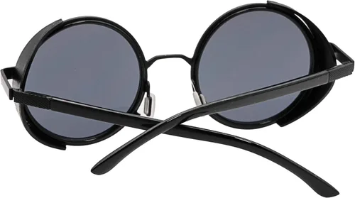 Vista 4 de J&L Gafas Steampunk Retro Redondo Metal Escudo Lateral Marco Gafas de Sol