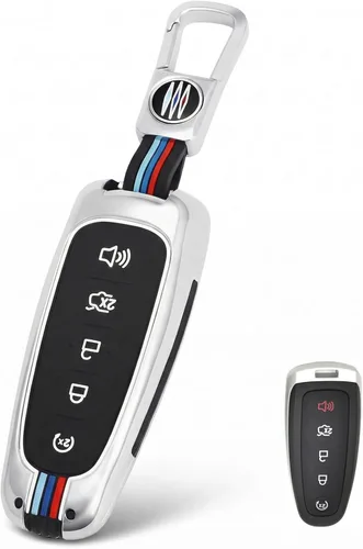 Vista 10 de Funda para llavero Ford Escape compatible con Explorer Focus Lincoln Metal Remote Case Keychian - Llavero inteligente para coche, compatible