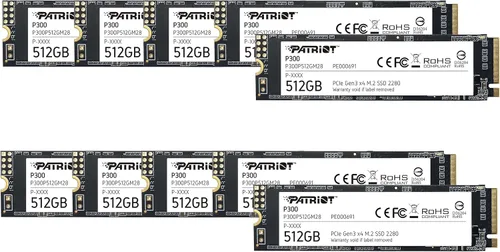 Vista 9 de Patriot P300 M.2 PCIe Gen 3 x4 128GB SSD de Bajo Consumo de Energía