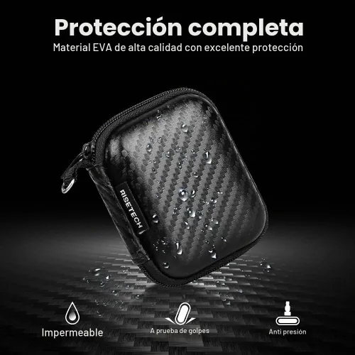 Vista 5 de Funda rígida para auriculares, bolsa de almacenamiento de auriculares de EVA, pequeña bolsa con cremallera compatible con auriculares con cable, JBL