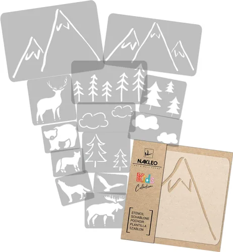 Vista 10 de NAKLEO Juego de plantillas de pintura para niños, 14 plantillas de 3.5 x 4.7 pulgadas a 9.1 x 13.4 pulgadas, plantas de otoño, plantillas de dibujo