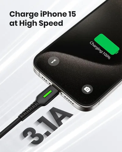 Vista 3 de INIU Cable USB a C, 3 paquetes [1.6 pies+3.3 pies+6.6 pies] 3.1A USB A a USB C, cable de carga rápida trenzado tipo C para iPhone 16 15 Pro Samsung