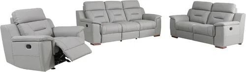 Vista 22 de Blackjack Furniture Walker Leather Match - Sofá reclinable tapizado para sala de estar, madera avellana