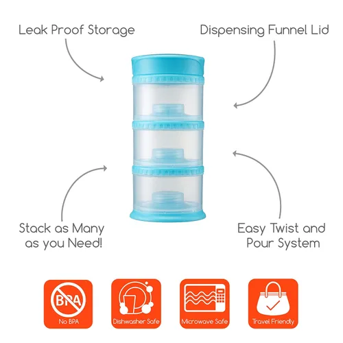 Vista 2 de Innobaby packin "Smart Tres Pisos Twistable contenedor de almacenamiento de alimentos, Azul (Arándano)