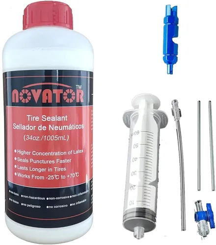 Vista 6 de NOVATOR Endurance - Sellador de neumáticos de bicicleta para tubulares, tubulares, tubos, sella más rápido, dura más tiempo, microfibra