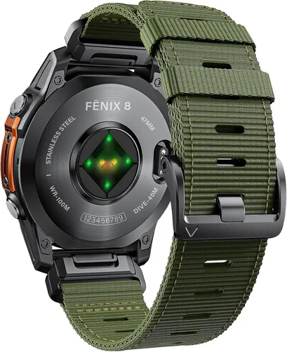 Vista 12 de Compatible con Garmin Fenix 7X/ 6X/ 5X/ 8/8 Pro 51mm/5X Plus/6X Pro/7X pro, Correa de reloj de nylon Quickfit de 26 mm para Tactix 7/Descent Verde