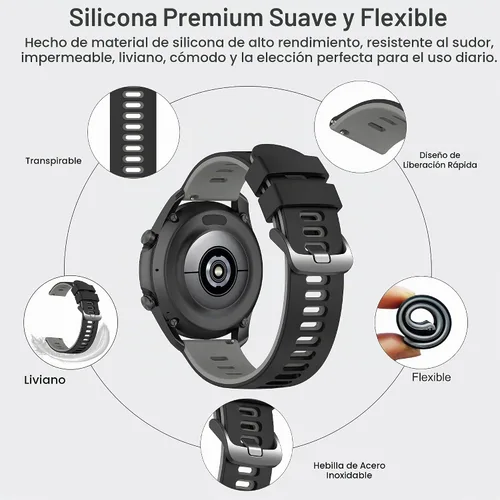 Vista 4 de EZMVZKU Correa de 22mm para Galaxy Watch 3 de 45mm, bandas de reloj de silicona suave para Samsung Gear S3 Frontier/Classic/Garmin Forerunner