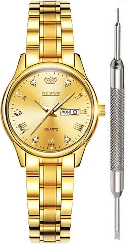 Vista 7 de OLEVS Classic Watches for Women Analog Quartz Watch Stainless Steel Rugged Waterproof Watches Unique Calendar Date Business Wrist Watch