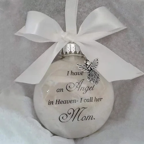 Vista 6 de Angel in Heaven - Adorno conmemorativo de Navidad, bola de plumas – Expresión sincera a tu amor – Tengo un ángel en el cielo I Call Her Mom