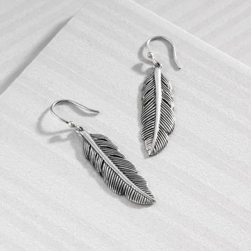 Vista 6 de Silpada Pendientes colgantes 'pluma grabada' en plata de ley, Plata de ley Turquesa Coral, Sin piedra no conocido