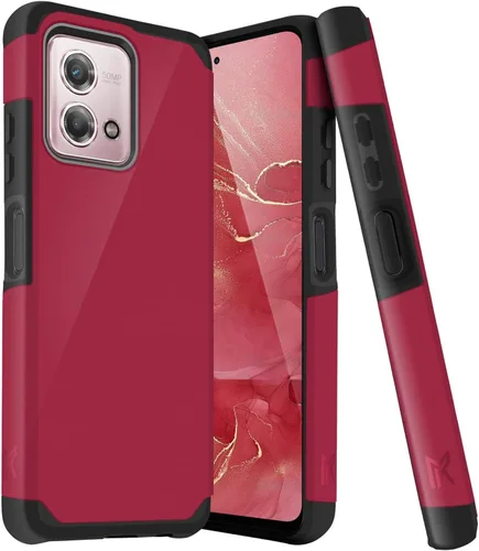 Vista 14 de TJS - Funda compatible con Motorola Moto G Stylus 4G 2023 (negro) with Tempered Glass Screen Protector Dual Layer Hybrid Magnetic Support