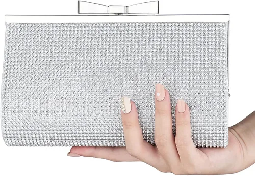 Vista 9 de Sumnn Bolsa de mano de noche, cóctel, graduación, diamantes de imitación brillantes, para novia y dama de honor, boda, fiesta, formal, para mujer