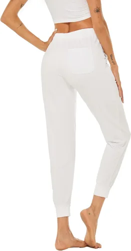 Vista 6 de AvaCostume Pantalones deportivos ligeros de algodón para mujer, pantalones deportivos de yoga, pantalones casuales con bolsillos