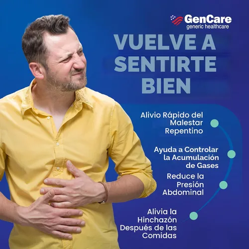 Vista 5 de GenCare - Alivio para los gases de fuerza extra, simeticona 125 mg (180 cápsulas blandas) Pastillas antigás de máxima fuerza para el alivio