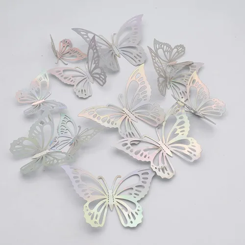 Vista 7 de 24 calcomanías de pared de mariposa 3D, decoración de mariposa de CAYUDEN para decoración de pared, combinación de mariposas, calcomanías de pared