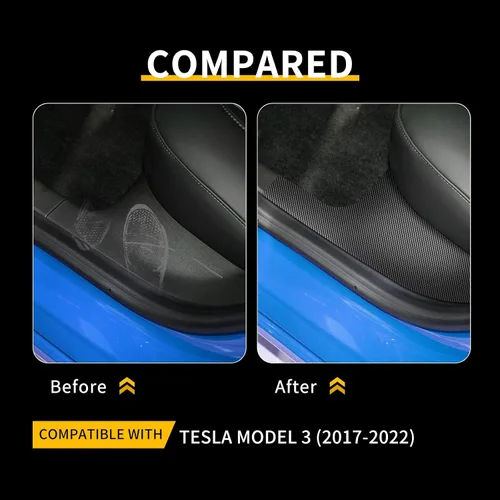 Vista 2 de KUNGKIC Protectores de borde de puerta de automóvil de poliuretano para Tesla Modelo 3, calcomanías protectoras de umbral de película anticolisión