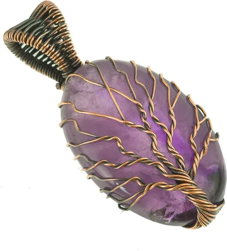 Vista 16 de Tree Of Life Natural Gemstone Pendant Copper Wire Wrapped Jewelry Necklace