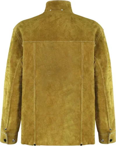 Vista 4 de ANTAITHER Chaqueta de soldadura de cuero prémium para hombres y mujeres, la máxima protección contra el calor y las llamas y garantiza la seguridad