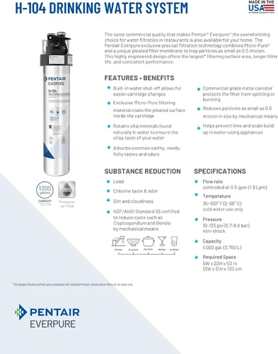 Vista 8 de Pentair Everpure H-104 - Cartucho de filtro de cambio rápido, EV961211, para uso en el sistema de agua potable Everpure H-104, capacidad de 1000