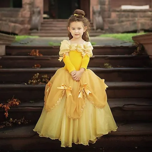 Vista 5 de TYHTYM Deluxe Princess Costumes Little Girls Dress Kids Fancy Gown Cosplay Halloween Party 2-11T