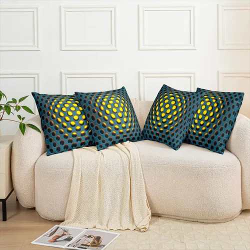Vista 5 de Juego de 2 fundas de almohada de panal de abeja de 16 x 16 pulgadas, fundas de cojín geométricas hexagonales, fundas de almohada de colmena