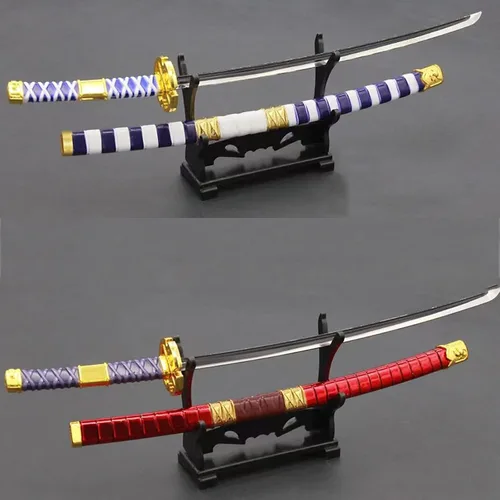 Vista 5 de Espada Samurai Zoro de 10 Pulgadas - Anime Roronoa Shusui/Wado Ichimonji/Kitetsu/Yubashiri - Espada Mini de Metal Katana - Colección de Regalo