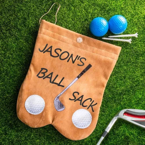 Vista 4 de Bolsa de pelota de golf con nombre personalizado, bolsa divertida para pelotas de golf, regalos de golf para hombres, soporte portátil de franela