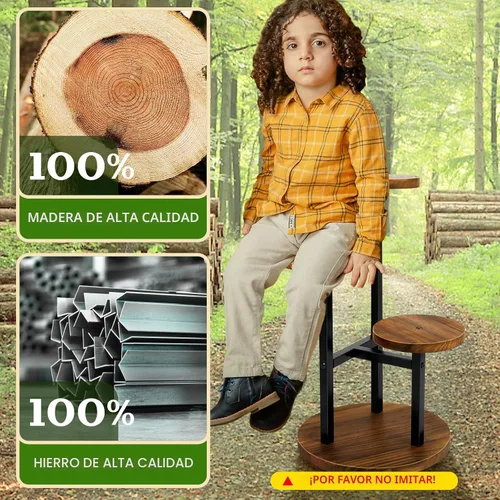 Vista 7 de AUGOSTA - Soporte para plantas de 3 niveles, estante alto de metal y madera para exhibición en interiores y exteriores, soporte para macetas