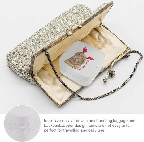 Vista 3 de Funny Dogo Argentino Dog Antlers Travel Jewelry Box Women Leather Small Jewelry Organizer Portable Jewelry Case for Necklace Earrings Rings Xmas