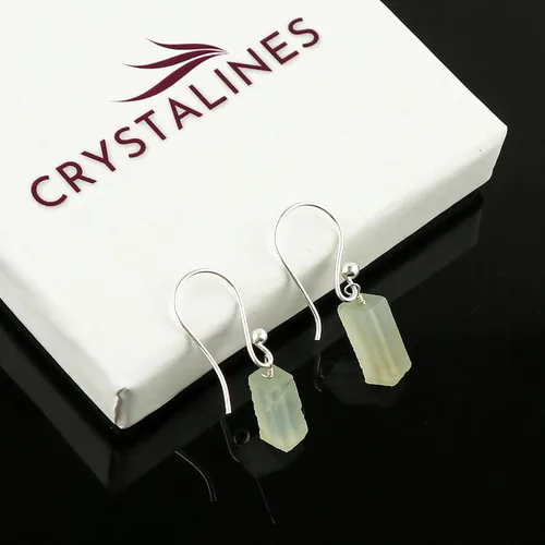 Vista 10 de Aretes de aro de cristal afganita natural Piedras afganas de alto grado Aretes chapados en plata Gota lisa Joyas de piedras preciosas hechas